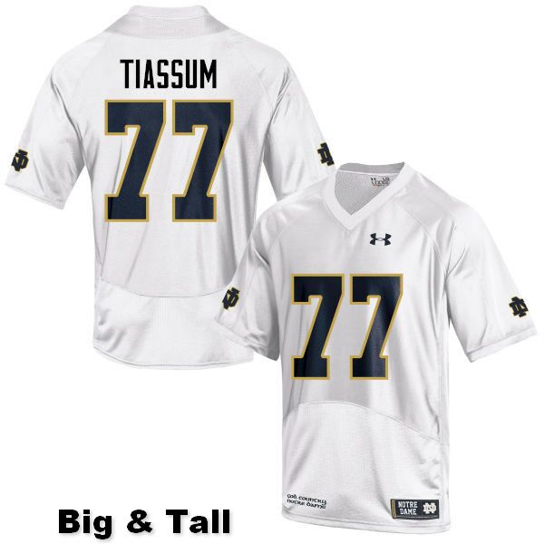 Men's NCAA Notre Dame Fighting Irish #77 Brandon Tiassum Stitched College Under Armour Authentic White Big & Tall Football Jersey DN10A45AA